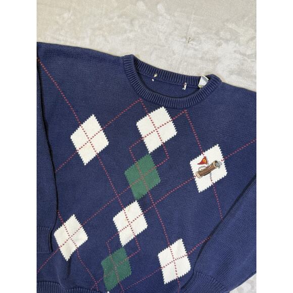 Vintage Kalvin Diamond Grandpa Golf Sweater Cable Knit Preppy Ireland Athleisure - Picture 2 of 12